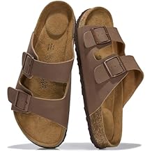 Project Cloud 100% Genuine Leather Mens Sandals - Memory Foam Insole & Cork Footbed Slides for Men Footwear - Non-Slip Summer Sandals for Men & Lightweight Mens Slides (Heritage)