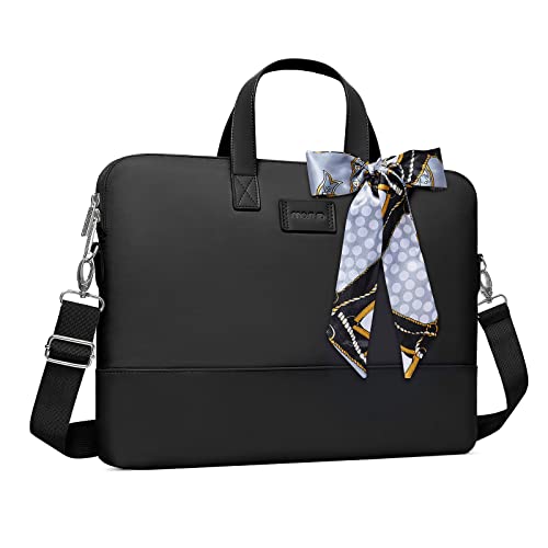 MOSISO Laptop Bag for Women, Computer Bag, Laptop Shoulder Briefcase with Strap and Silk Scarf