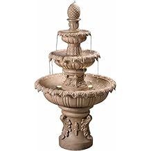 Kenroy Home Ibiza Classic Outdoor Floor Fountain, Sandstone, 45 Inch Height, 25.5 Inch Width, 25.5 Inch Depth