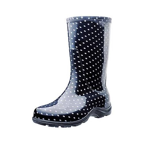 Sloggers Womens GardenRain Boots 10 US Black Polka Dot 1 pair
