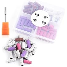 60 Pcs Nail Drill Bits Sanding Bands Nail Drill Bits 80 120 180 240 Grit Nail File Sanding Bands for Acrylic Nails Gel Manicures and Pedicure