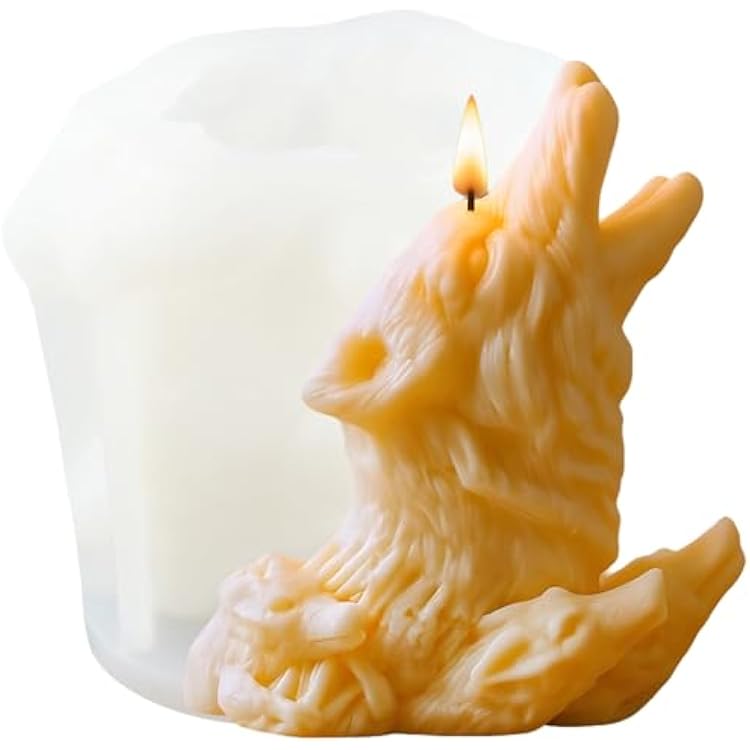 XIAOSHUI Wolf Head Candle Mold Mother Wolf and Cubs Silicone Candle Molds for Candles Making Resin Casting Aromatherapy Candles Gypsum Craft Home Decorate