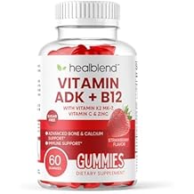 healblend Vitamin ADK + B12 Gummies - High Potency Vitamin D3 10000 IU, K2 MK-7, Vitamin A & B12 5000mcg - Immune, Bone & Energy Support Supplement - Strawberry Flavor, 60 Gummies (1)