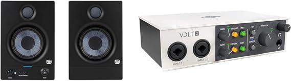 PreSonus Eris 4.5BT (2nd Generation) 4.5-inch Media Reference Monitors & UA Volt 2 USB Audio Interface for Recording, podcasting, and Streaming