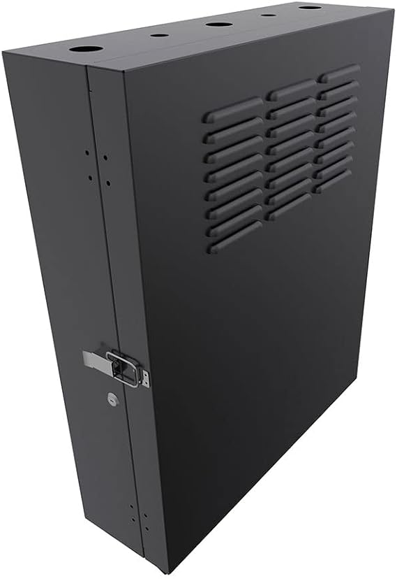 NavePoint 4U Vertical Server Rack Enclosure, Low Profile, 23.6" Deep, Max Weight Capacity 132 lbs - 4U Network Cabinet Vertical Wall Mount, Perforated, Black