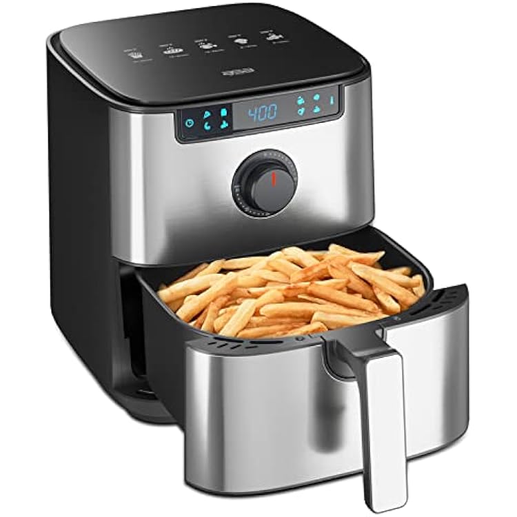 ASA Air Fryer, 6 Quart Electric Hot Air Fryers Oven with Digital Screen, Oil-less Cooker for RoastingBakingGrilling, Dehydrator for Chicken and Pizza, Non-Stick Basket, ETL Certified