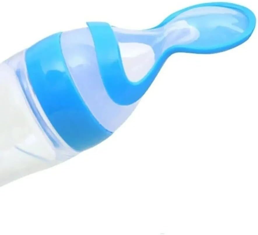 Baby Spoon Baby Bottle, Spin Spoon Bottle Newborn Supplement Food Spoon Bottle Without Bpa BLUE