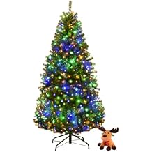 DREAMADE 4ft Pre-Lit Artificial Christmas Tree w/300 PVC Branch,11 Sequences, Pre-Strung 100 UL-Certified Dual-Colored LED Lights, Metal Hinges & Foldable Base, Xmas Tree for Holiday Decor