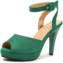 fereshte Women's Platform High Heel Sandals, Ankle Strap, Peep Toe, Slingback Dress Shoes