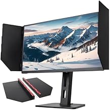 TsoLay Desktop Computer Sunshade, Portable LED Video Monitor Hood, Supports 180 Adjustment Angle/Privacy Protection/24-27-inch Adjustable, Anti-Glare for Office and Play Games