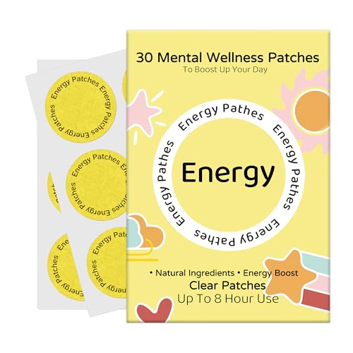 Energy Patches 30 Plant-Based Patches with Biotin, Caffeine & Ginseng Gentle Daily Support for Focus, Alertness & Vitality Vegan Formula, 1 Month Supply