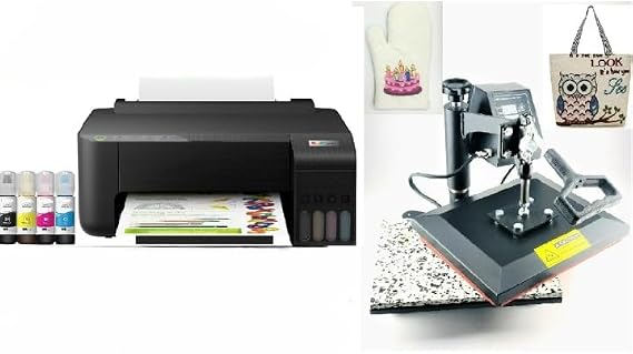 PC Universel Super-Tank Wireless Sublimation Printer Bundle for Custom T-Shirt/Glove/Tote Bag Design - Up to 10,000 Pages Yield/Bundle with Flat Board Press Machine & All Accessories