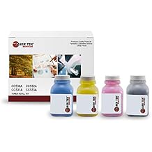 Laser Tek Services Compatible Toner Refill Kit Replacement for HP 304A CC530A CC531A CC532A CC533A Works with HP Color Laserjet CP2025 CM2320fxi CM2320n Printers (Black, Cyan, Magenta, Yellow, 4 Pack)