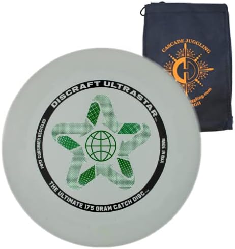 Discraft Ultrastar 175g Flying Disc - Ultimate Frisbee Competition Spec - Includes Cascade Juggling Bag (Recycled Stone)