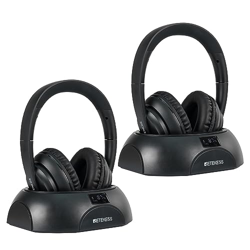 Retekess TA006 Dual Wireless Headphones for TV Watching, TV Headphones Wireless with Transmitter, LCD Power Display, 100ft Long Range, Ideal for Watching 2 or More TVs Pack of 2