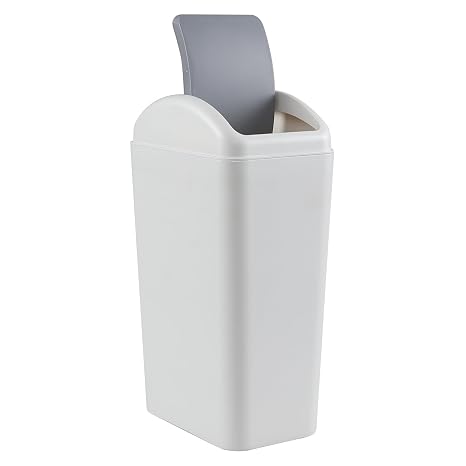 3 Gallon Trash Can with Swing Lid, Swing Top Garbage Can, Gray