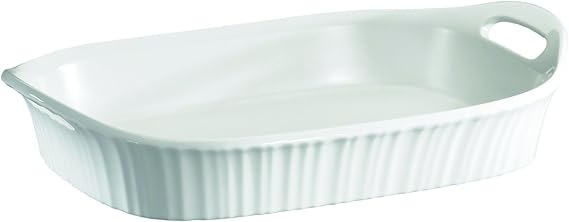 CorningWare 1105936 3Qt French White Ceramic Casserole Dish | 2.85L Capacity | Oven Safe | Microwave Safe | Dishwasher Safe | Stoneware Construction | Elegant Design | Bakeware