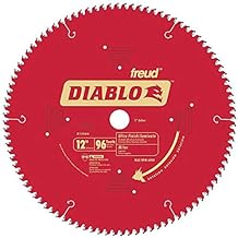 Diablo Saw Blade for Medium Aluminum - 12" Diameter, 96 TCG Teeth, 1" Arbor, .091" Kerf,5 Hook Angle, .071" Plate, 5000 Max RPM - D1296N