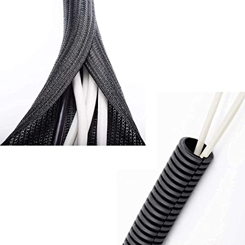 ZhiYo Braided Cable Sleeve6.5ft 1 & Wire Loom Split Tubing10ft 34 Bundle