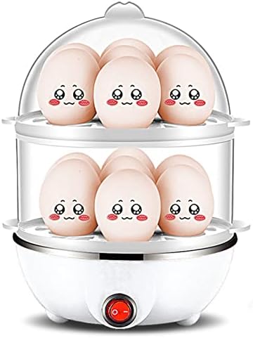 Rapid Egg Cooker, Dash Egg Cooker 350W 2 Layers 14Pcs Eggs A Time Auto Power Off Multifunctional Double Layer Egg Steamer PP Egg Boiler With Measuring Cup for Home(2 Layers White)