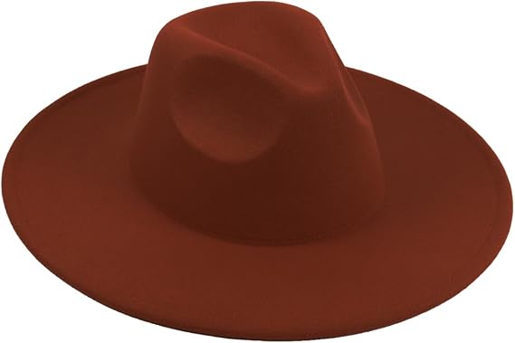 Women's Classic Wide Brim Felt Fedora Travel Western Fashion Hat, Adjustable Hat Band Non Belt Solid Color