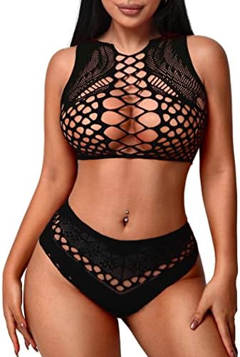 Avidlove Womens Fishnet Lingerie for Women Sexy Two Piece Lingerie Set Stripper Outfit