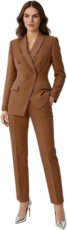 2 Piece Blazer Pants Women Suits Double Breasted Business Outfits for Work Professional Casual Wear
