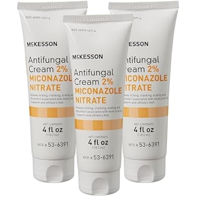 McKesson Antifungal Cream, 2% Miconazole Nitrate - Relieves Itching, Burning, Cracking from Jock Itch, Ringworm and Athlete Foot - 4 oz., 3 Count