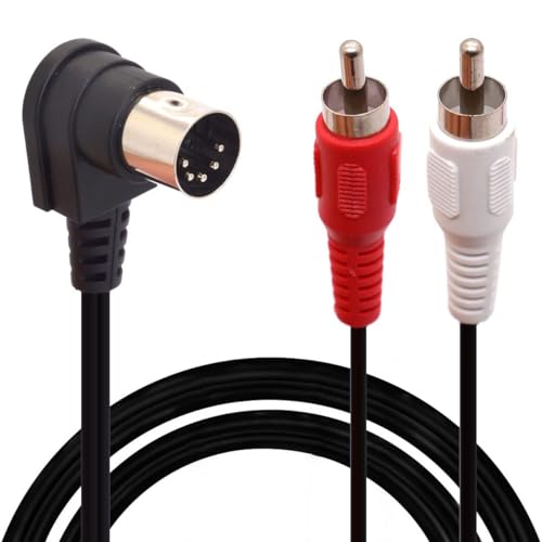 Din 5 Pin to RCA Cable, 90 Degree Right Angle 5 Pin Din Plugs Male to 2 RCA Male Professional Grade Audio Cable for Bang & Olufsen, Naim, Quad, Stereo Systems 50 cm