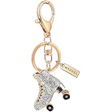 Women's Zinc Alloy Metal Crystal 3D Roller Skate Charm Lobster Clasp Key Ring Keychain ZM14 ( White )