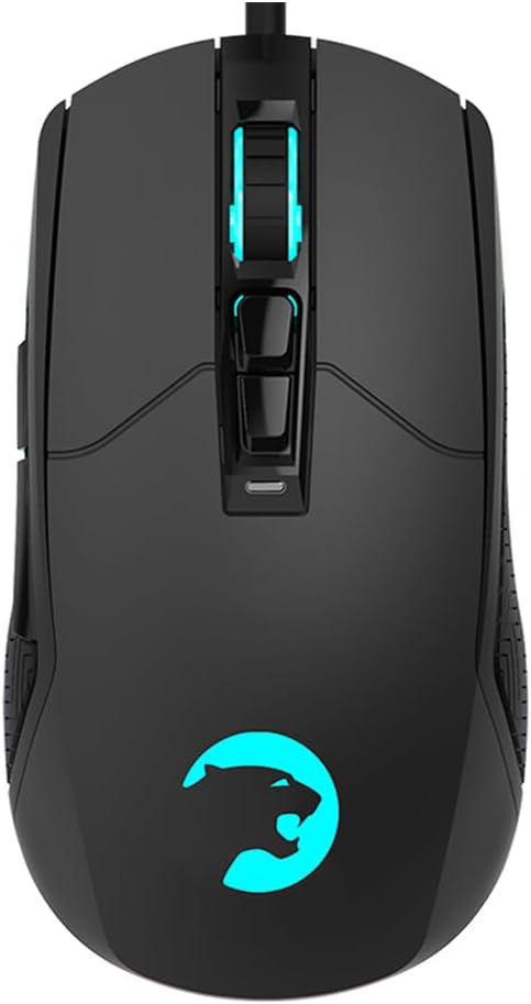 GAMEPOWER Kyojin Wired Gaming Mouse, RGB Lighting, 6400 DPI Optical Sensor, Gamer Macro Software, Programmable Side Buttons - PC Gaming Mice for Gamers, Black