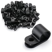 BAOMAIN 3/8-Inch R-Type Cable Clamps, 100-Pack Black Nylon Wire Management Clips, UC-2 Screw-On Cord Fasteners for Home, Office, and Industrial Use