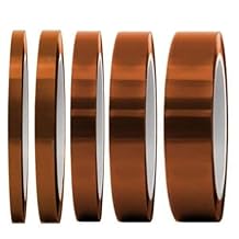 selizo High Temp Tape, 5 Pack Multi Sized 1/8, 15/64, 15/64, 15/32, 5/64, Heat Resistance Up to 280C (536F)