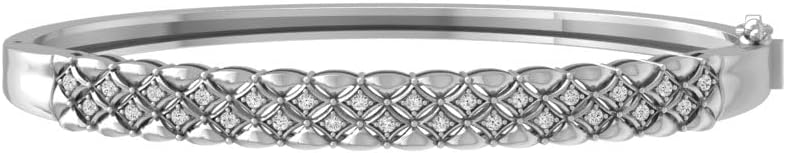 10K Gold or Sterling Silver Diamond Fashion Bangle Bracelet (1/3 cttw, I-J Color, I2-I3 Clarity) 6.5"