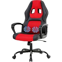 HHS Gaming Chair Office Recliner Chair for Adults High Back Computer Chair Leather Desk Game Chair Racing Executive Ergonomic Adjustable Swivel Task Chair Lumbar Support, Red, 19.3 x 18.1 x 45.7 in