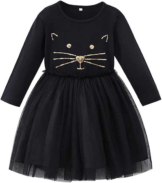 Little Girls Rainbow Dress Long Sleeve Kids Girl Tulle Dresses Fall Winter Outfit 3-8 Years
