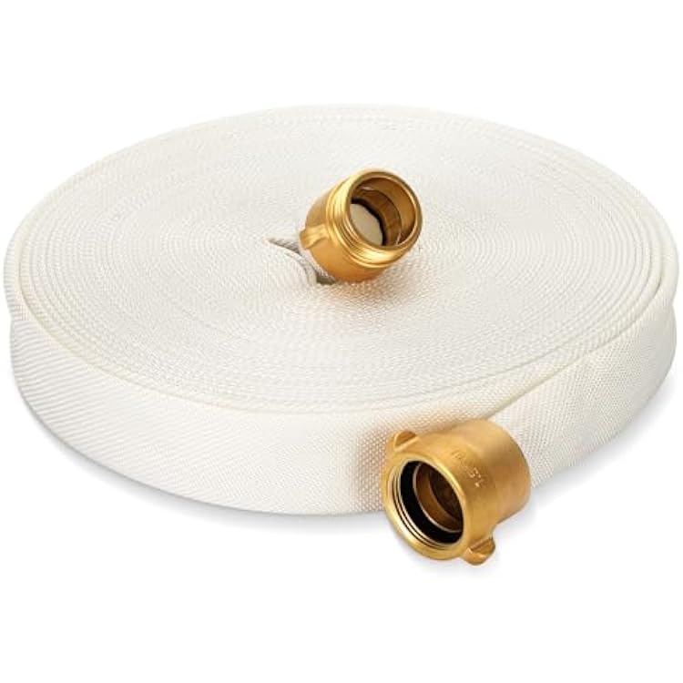 Fire Hose 1.5 Inch x 100FT - Single Jacket TPU, 450 PSI Burst, Brass NSTNH Couplings for Indoor Firefighting, Fire Cabinet & Agricultural Irrigation