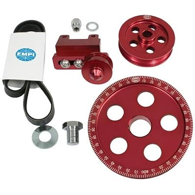 Empi Red Anodized Serpentine Belt Pulley System for Type 1 VW, Fits All Type 1 Engine Cases, Compatible with Volkswagen Beetle