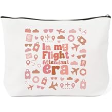 Flight Attendant Gifts Aviation Travel Makeup Bag Christmas Birthday Gifts for Air Stewardess Flight Crew Women Airplane Lover Sister Friend Pilot Accessories Essentials Cosmetic Travel Bag