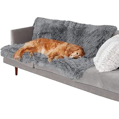 FurHaven Waterproof Throw Blanket For Dogs & Indoor Cats, Reversible Protective Pet Blanket, Extra Large, Long Faux Fur & Velvet, Gray