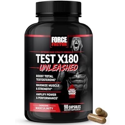 Force Factor Test X180 Unleashed Testosterone Support Supplement for Men with Advanced Male Vitality Ingredients to Help Support Muscle Strength, Energy, Performance & Mens Health, 90 Capsules