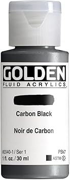 GOLDEN Fluid Acrylics, Carbon Black, 1 fl. oz. Bottle, Professional Acrylic Paint, Opaque