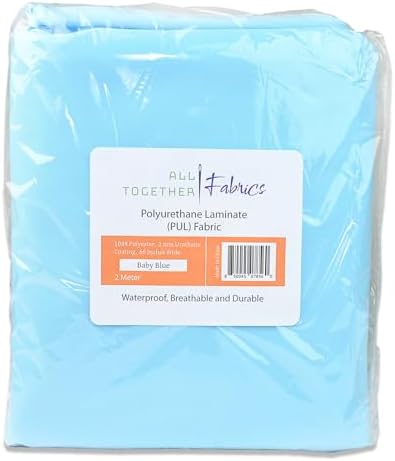 Polyurethane Laminate PUL Pre-Cut Fabric by The Meter. Waterproof and Breathable. Perfect for Cloth Diapers and Similar Projects. 2 Meter, Baby Blue