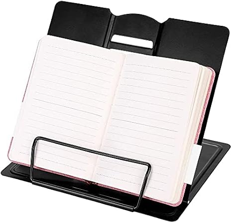 Foldable Desk Book Stand for Reading, Standing Watching Tray and Page Paper Rest Adjustable Holder Document, Cookbook, Textbooks, Tablet, Music Books Metal Stand for Office Home Kitchen Student