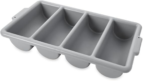 Rubbermaid Commercial Products 4-Compartment Plastic Cutlery Bin, 2lb Capacity, Gray, Supplies for Restauran/Kitchen Use