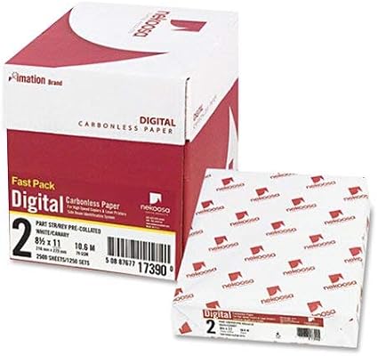 Nekoosa 17390 Digital Carbonless Paper, Straight, 8-1/2 X 11, 2-Pt, White/Canary, 2500/Ct (2 CARTONS)