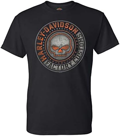 Harley-Davidson Mens Halo Willie G Skull Crew-Neck Short Sleeve T-Shirt - Black