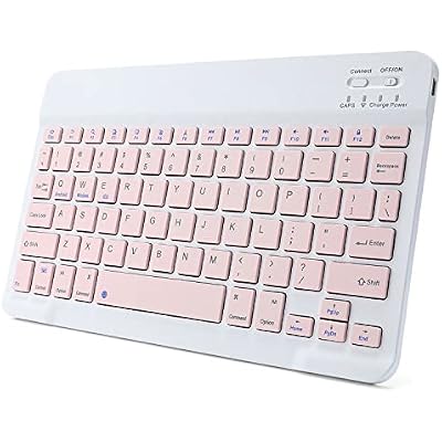 Ultra-Slim Rechargeable Bluetooth Keyboard Portable Wireless Keyboard for iPad A16 11th 10th Generation, iPad Pro iPad Air iPad mini iPhone, Android Samsung Galaxy Tablet Smartphone Cell Phone Pink