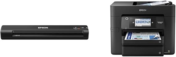 Epson Workforce ES-50 Portable Sheet-Fed Document Scanner for PC and Mac & Workforce Pro WF-4830 Wireless All-in-One Printer with Auto 2-Sided Print, Copy