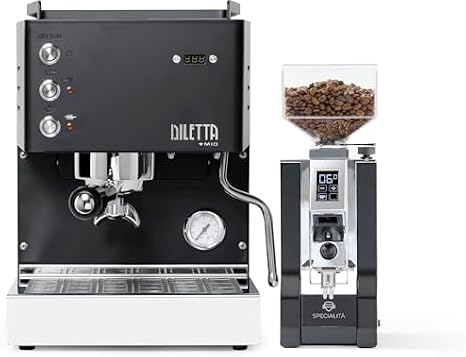 Diletta Mio Espresso Machine (Black) Bundle w/Eureka Mignon Specialita Grinder (Black)